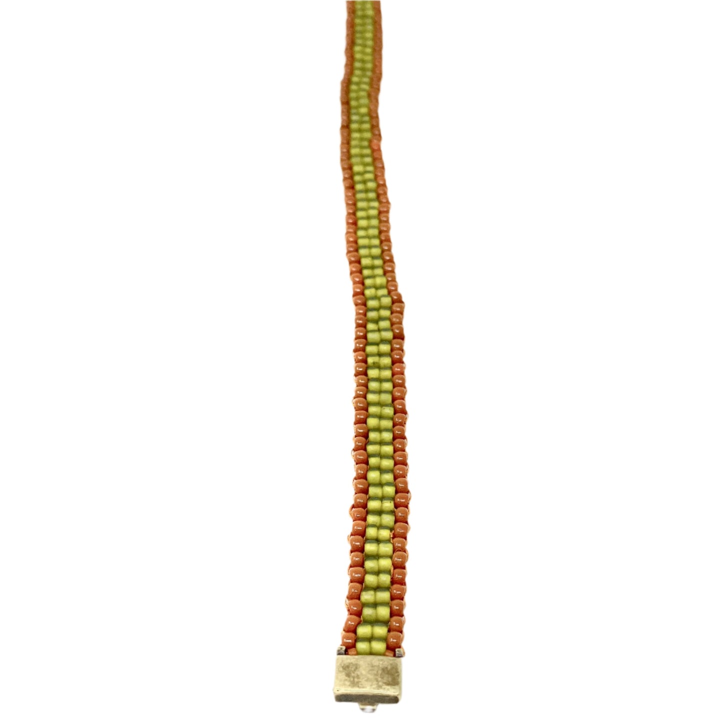 Unisex Beaded Bracelet - terra cotta & green
