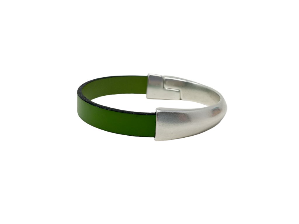 Leather & Silver Half Circle Clasp