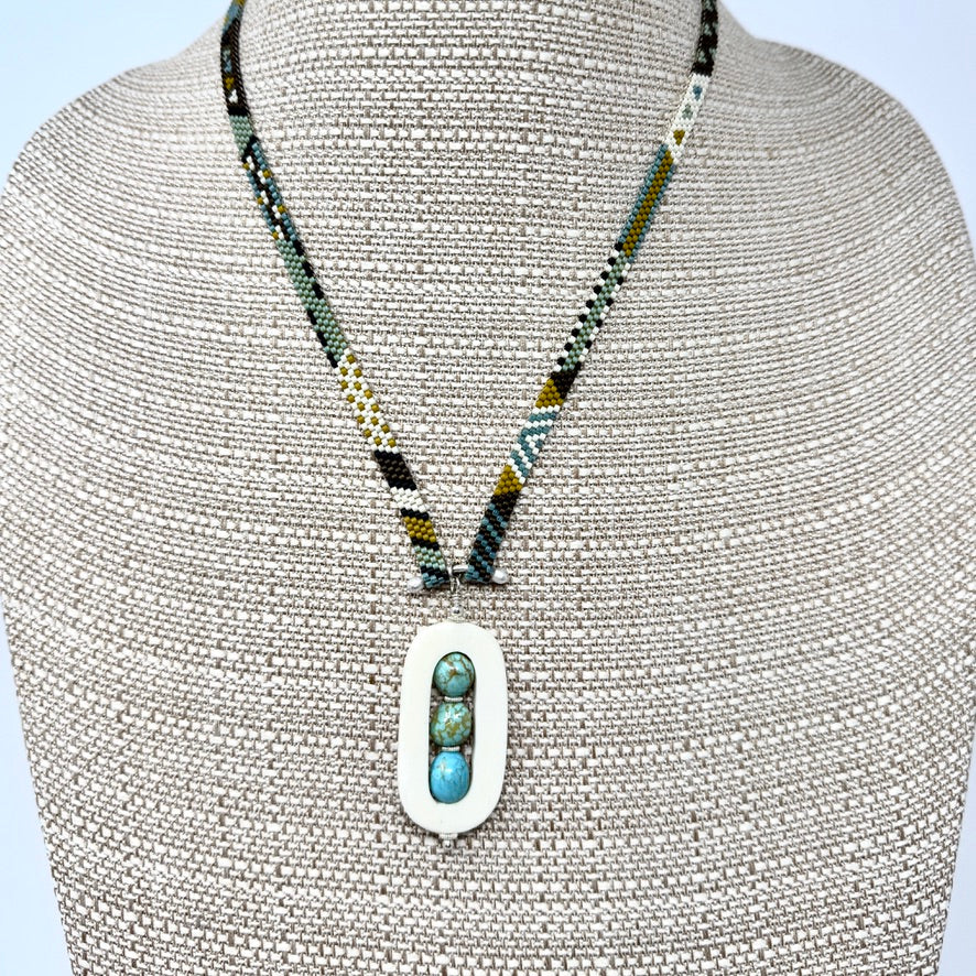 Patterned Necklace with Kingman Turquoise