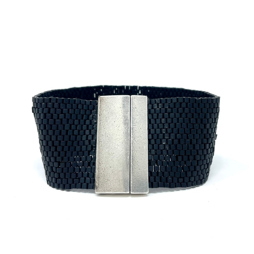 Beaded Cuff - Silver Magnetic Clasp