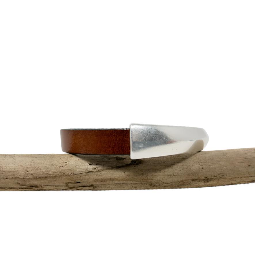 Leather & Silver Half Circle Clasp