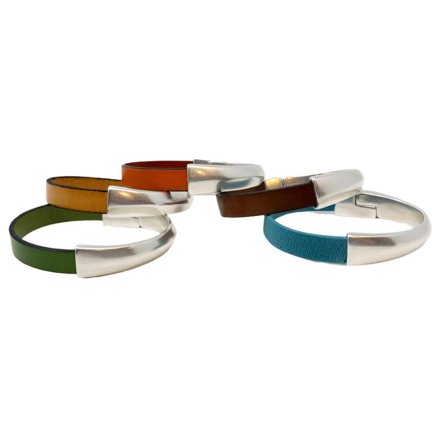 Leather & Silver Half Circle Clasp