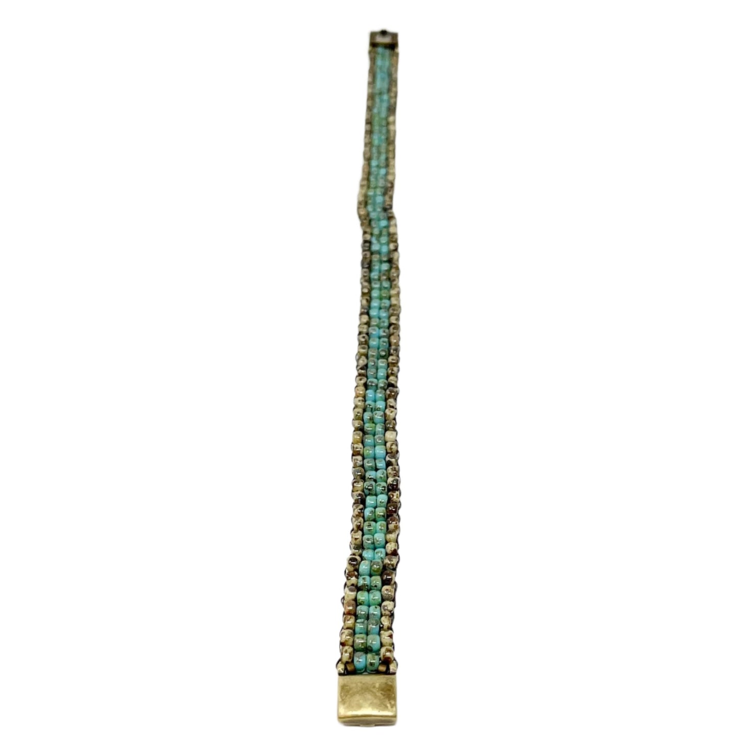 Unisex Beaded Bracelet - brown & turquoise