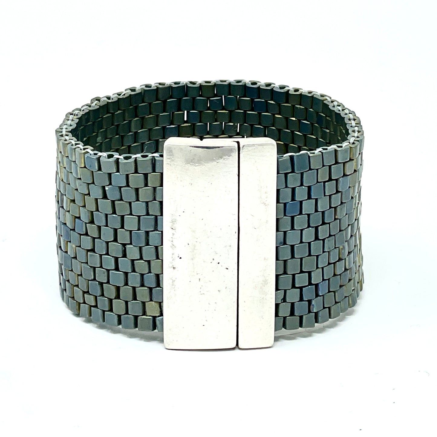 Beaded Cuff - Seafoam & Silver