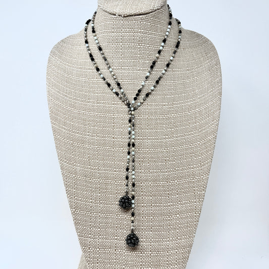 Hematite Orbs Lariat Necklace