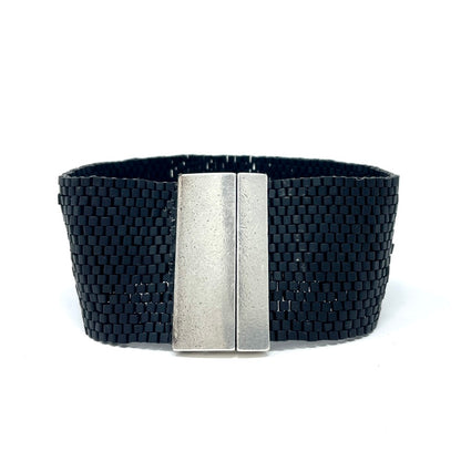 Beaded Cuff - Silver Magnetic Clasp