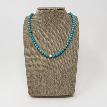 Kingman Turquoise & Pearl Necklace
