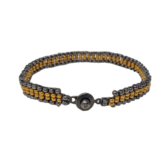 Unisex Peyote Bracelet - black & gold