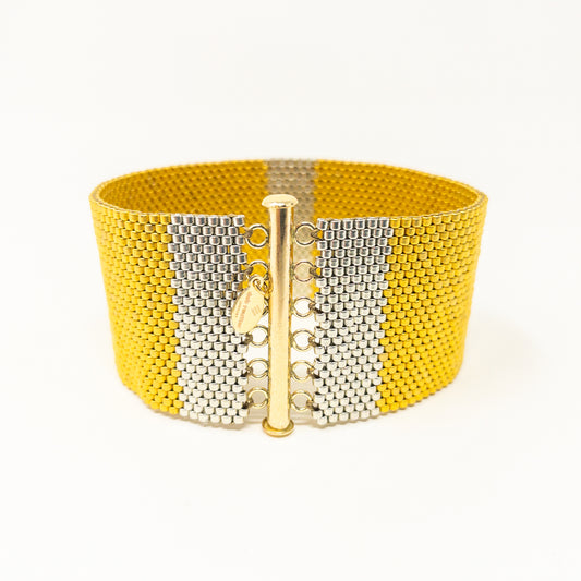 Gold & Silver Plated Glass Bead Cuff