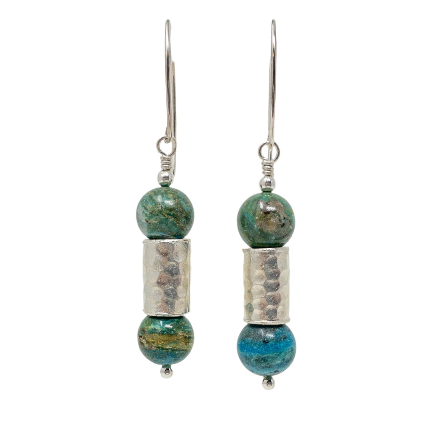 Blue Peru Opal & Sterling Earrings